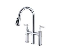 XJTNLB Rubinetto Lavello Cucina con Doccetta Canna a Ponte Miscelatore a 3 Fori Miscelatore Cucina Collo Alto,Cromato