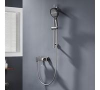 XJTNLB Rubinetto Vasca da Bagno a Parete Miscelatore Monocomando Doccia Grigio Bocca Girevole a 90 ° Rubinetto per Vasca da Bagno con Soffione Doccia E Guida Scorrevole