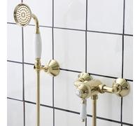 XJTNLB Rubinetto Vasca da Bagno a Parete Miscelatore Monocomando Doccia Oro Rubinetti Vintage Doccino Monofunzione