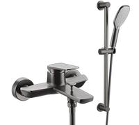 XJTNLB Rubinetto Vasca da Bagno con Doccetta Grigio Antracite Miscelatore Monocomando per Doccia Rubinetto per Vasca da Bagno a Muro 15 Cm