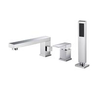 XJTNLB Rubinetto Vasca da Bagno con Doccetta Miscelatore Doccia Mono Cromato Rotazione a 360° Rubinetteria Bordo Vasca 3 Fori