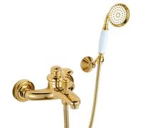 XJTNLB Rubinetto Vasca da Bagno con Doccetta Oro a Parete Miscelatore Monocomando Doccia Rubinetti Vintage Doccino