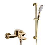XJTNLB Rubinetto Vasca da Bagno con Doccetta Oro Spazzolato Miscelatore Monocomando per Doccia Rubinetto per Vasca da Bagno a Muro 15 Cm