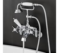 XJTNLB Rubinetto Vasca da Bagno con Due Manopole a Croce Rubinetto Doccia a Muro Cromato Rubinetti Vintage Doccino Miscelatore Vintage per Doccia