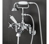 XJTNLB Rubinetto Vasca da Bagno con Due Manopole Rubinetto Doccia a Muro Cromato Bocca Girevole a 90 ° Rubinetti Vintage Doccino