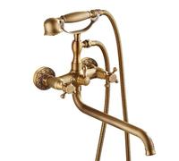 XJTNLB Rubinetto Vasca da Bagno Ottone Antico Miscelatore Doccia con Deviatore Rubinetto 2 Manopole Rubinetti Vintage Doccino-C