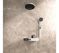 XJTNLB Set Doccia Incasso con Getto a Cascata 32 cm Soffione Doccia con Display e Asta Bianco Miscelatore Monocomando in Ottone