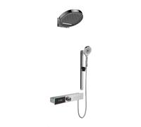 XJTNLB Set Doccia Incasso con Getto a Cascata 32 cm Soffione Doccia con Display e Asta Cromato Miscelatore Monocomando in Ottone