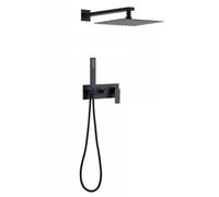 XJTNLB Set Doccia Incasso Nero 8 Pollici Soffione Doccia Quadrato Miscelatore Monocomando con Box Integrato