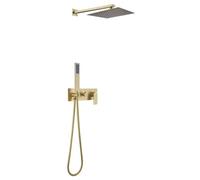 XJTNLB Set Doccia Incasso Oro Spazzolato 8 Pollici Soffione Doccia Quadrato Miscelatore Monocomando con Box Integrato