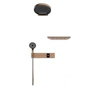 XJTNLB Set Doccia Incasso Termostatico con Display LED della Temperatura Soffione Doccia a Parete con Cascata e Doccetta Laterale,Oro Rosa Spazzolato