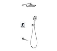 XJTNLB Set Doccia Incasso Termostatico da 10 Pollici, Colonna Doccia Termostatica con Display Digitale e Doccetta a 3 Modalità, Cromato