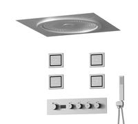 XJTNLB Sistema Doccia con Termostat Musicale con Display Digitale Colonna Doccia con Miscelatore e Display, 50cm Soffione a Pioggia 4Pcs Getti Spa, Spazzolato