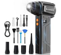 XJUGEZ Aria Compressore Elettrico Rimuovi Polvere,4 Velocità 180000RPM Soffiatore a Batteria con 2 Luce LED&4 Ugelli,Mini Compressore Aria per Auto,Laptop,Tastiera Sostituisce Aria Compressa Spray