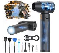 XJUGEZ Elettrico Rimuovi Polver,180000RPM Aria Compressa Elettrico con LED e 25W Spina,Air Duster a Batteria per la Pulizia PC,Cani,Auto,Divano,Sostituisce Aria Compressa Spray-Nero