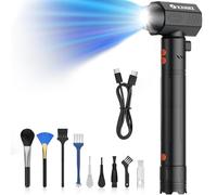 XJUGEZ Elettrico Rimuovi Polvere,180000RPM Aria Compressa Elettrico con LED&25W Spina,4 Velocità Soffiatore Aria Compressa per PC,Auto,Cani,Divano,Sostituisce Bomboletta Aria Compressa Spray-Nero