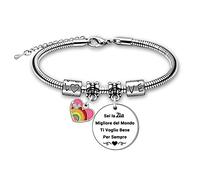XJWL Bracciale Braccialetto Zia Regalo Bracciali Donna Ciondolo Con Incisione Sei la Zia Migliore del Mondo Ti Voglio Bene Per Sempre Regalo Zia Compleanno Regalo Zia Natale