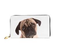 XKBFKLKMC 3D Cry Pug - Portafoglio lungo da donna, in pelle PU, grande capacità, con cerniera, porta carte, portamonete di credito per tutti i giorni, viaggi, lavoro, affari, 3D, Taglia unica, Casual