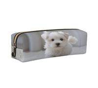 XKBFKLKMC Astuccio in pelle con cucciolo di cane con stampa 3D, organizer per cancelleria, astuccio con cerniera per studenti, università, scuola, lavoro e ufficio, Oro, Taglia unica, Zaino per la
