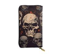 XKBFKLKMC Cool Skull Graphics - Portafoglio lungo da donna, in pelle PU, grande capacità, con cerniera, porta carte, portamonete di credito per tutti i giorni, viaggi, lavoro, affari, 3D, Taglia unica