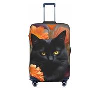 XKBFKLKMC Coperture per valigie con gatto nero e fiore per valigie, protezione per valigie, copertura lavabile elastica per trolley da viaggio, adatta per bagagli da 45-81 cm, 3D, XL, Organizer per