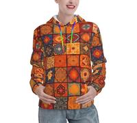 XKBFKLKMC Felpe con cappuccio da donna Gruppo di geome marocchino stampato casual a maniche lunghe felpe pullover con cappuccio top comodo caldo signore felpe con coulisse con tasca, 3D, L
