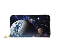 XKBFKLKMC Portafoglio lungo da donna 3D Space Planet, in pelle PU, grande capacità, con cerniera, porta carte, portamonete di credito per tutti i giorni, viaggi, lavoro, affari, 3D, Taglia unica