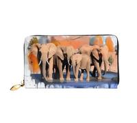 XKBFKLKMC Portafoglio lungo da donna con elefanti 3D, grande capacità, in pelle PU, con cerniera, porta carte, portamonete di credito per tutti i giorni, viaggi, lavoro, affari, 3D, Taglia unica