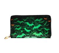 XKBFKLKMC Portafoglio lungo da donna con fantasma horror 3D verde, grande capacità, in pelle PU, con cerniera, porta carte, portamonete di credito per tutti i giorni, viaggi, lavoro, affari, 3D