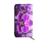XKBFKLKMC Portafoglio lungo da donna con fiore viola, grande capacità, in pelle PU, con cerniera, porta carte, portamonete di credito per tutti i giorni, viaggi, lavoro, affari, 3D, Taglia unica