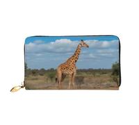 XKBFKLKMC Portafoglio lungo da donna con giraffa 3D sotto l'albero in Africa, grande capacità, in pelle PU, con cerniera, porta carte, portamonete di credito per tutti i giorni, viaggi, lavoro, affari
