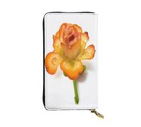 XKBFKLKMC Portafoglio lungo da donna con motivo floreale dorato e rosa, grande capacità, in pelle PU, con cerniera, porta carte, portamonete di credito per tutti i giorni, viaggi, lavoro, affari, 3D