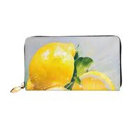 XKBFKLKMC Portafoglio lungo da donna con stampa 3D giallo limone, grande capacità, in pelle PU, con cerniera, porta carte, portamonete di credito per tutti i giorni, viaggi, lavoro, affari, 3D, Taglia