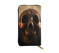 XKBFKLKMC Portafoglio lungo da donna con teschio fantasma horror, grande capacità, in pelle PU, con cerniera, porta carte, portamonete di credito per tutti i giorni, viaggi, lavoro, affari, 3D, Taglia
