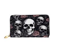 XKBFKLKMC Portafoglio lungo da donna con teschio floreale 3D, grande capacità, in pelle PU, con cerniera, porta carte, portamonete di credito per tutti i giorni, viaggi, lavoro, affari, 3D, Taglia