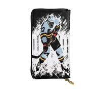 XKBFKLKMC Portafoglio lungo da donna, motivo hockey, grande capacità, in pelle PU, con cerniera, porta carte, portamonete di credito per tutti i giorni, viaggi, lavoro, affari, 3D, Taglia unica