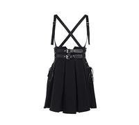 XKBHYD Gonne gotiche pieghettate halter a vita alta Grunge Punk Midi Gonne Benda regolabile Harajuku Nero Strappy Gonna, Nero , M