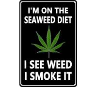 XKKLJH Targa in metallo vintage con alghe marine I'm On The Seaweed Diet Diet Wall Art Sign per bar, ristorante e accessori per la casa, poster da 15 x 20 cm