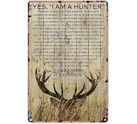 XKKLJH Yes I am a Hunter Deer Hunting retrò cartelli in alluminio divertente targa in metallo arte poster regalo casa caffè bar decorazione da parete accessori per porta camera 15,2 x 20,3 cm