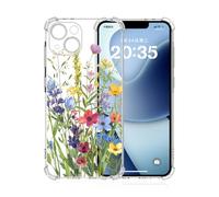 Xkladz Cover per iPhone 13, Trasparente TPU Silicone Custodia Antiurto Antigraffio Sottile HD Protettiva Chiara Case per iPhone 13 con Motivo a Fiori per Ragazzi e Ragazze, Fiori Verdi