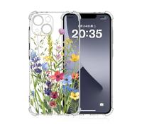 Xkladz Cover per iPhone 14, Trasparente TPU Silicone Custodia Antiurto Antigraffio Sottile HD Protettiva Chiara Case per iPhone 14 con Motivo a Fiori per Ragazzi e Ragazze, Fiori Verdi