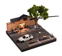 XKlemBauklode 1/64 Scala DIY Assemblaggio Architettura Building Blocks, Nanjing Guling Dodici Cafe Modello Street Scene Landmark Diorama con lampioni a LED, Display in miniatura del distretto storico