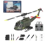 XKlemBauklode Elicottero RC in scala 1/48, 2.4G 6CH UH-1 Huey Modello con Flybarless per bambini divertimento e apprendimento, posizionamento del flusso ottico, regalo per i giovani