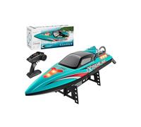 XKlemBauklode RC barca ad alta velocità, modello brushless da 2,4 GHz per bambini divertimento e apprendimento con luci LED, design doppio impermeabile, barca da corsa ad alta velocità per piscine e