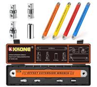 XKONE Chiave di estensione offset, set di chiavi a estensione stretta da 39,1 cm con adattatori da 1/4", 3/8", 1/2" e bussola da 1/4", scatola degli attrezzi universale per chiave di estensione