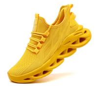 XKOWUO Scarpe da ginnastica da uomo e da donna, con suola spessa, leggere, traspiranti, comode, per il tempo libero, per la città, le escursioni, l'allenamento, giallo., 40 EU