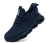 XKOWUO Scarpe da ginnastica da uomo e da donna, con suola spessa, leggere, traspiranti, comode, per il tempo libero, per la città, le escursioni, l'allenamento, Blu scuro, 42 EU