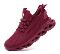 XKOWUO Scarpe da ginnastica da uomo e da donna, con suola spessa, leggere, traspiranti, comode, per il tempo libero, per la città, le escursioni, l'allenamento, Vinaccia, 40 EU