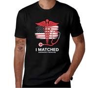 XKPTTRAXC Matched Emergency Medicine Resident US Flag Residency T-Shirt Blue Archive Anime Stuff Vintage Clothes for Men