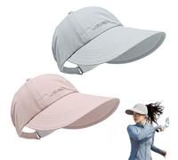 XKrmp 2-Pack UPF 50+ Sun Protection Baseball Hat, Ponytail Friendly Open-Top Visor, UV Wide Brim Quick-Dry cap for Men Women (D)